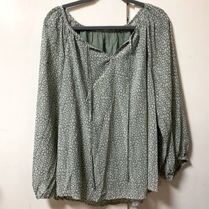 NWOT Mint green peasant top
